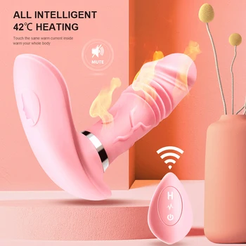 Wearable Vibrator For Women Powerful Telescopic Heating Vibrator Dildo Female G Spot Stimulator Wireless Remote Control Sex Toys 4