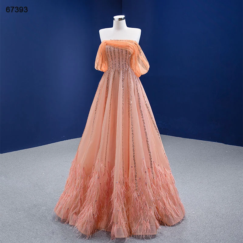 RSM67393 dresses for women 2021 elegante a line sequin feather plus size evening wear new vestido longo de luxo de festa a noite 1