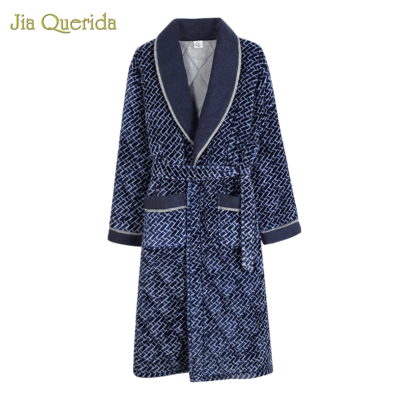 Mens Bathrobe Buy China Direct Long Sleeve Nightgown 3 Layer Padded Thick Warm Men's Kimono Velvet Robe Sleeping | Мужская одежда