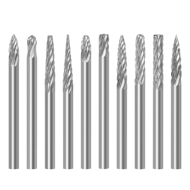 

517A Metal Drawing Tungsten Carbide Milling Cutter Rotary Tool 10 Pcs Abrasive Tools 3x3mm Wood Metal Stone's Carving