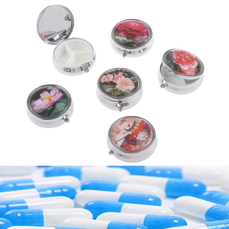 1PCS Medicine Organizer Portable Pill Box Makeup Storage Container Folding Pill Case Metal Pill Cutter 2 Size