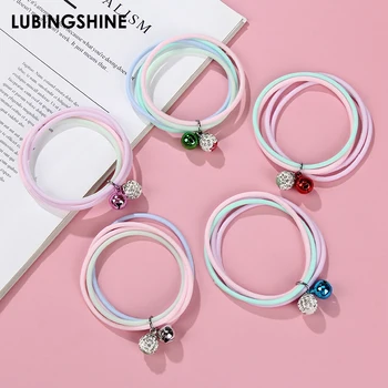 

Mix 10pcs Colorful Silicone Bracelet Bells Rhinestone Metal Ball Pendant Bracelet For Women Girl Child Cute Charm Jewelry Gift