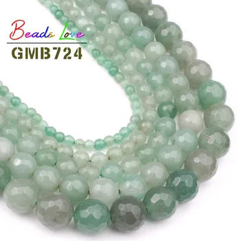 

wholesale Natural Stone Faceted Green Aventurine Round Loose Beads 15.5" 4 6 8 10 12mm Diy Bracelet Necklace For Jewelry Making