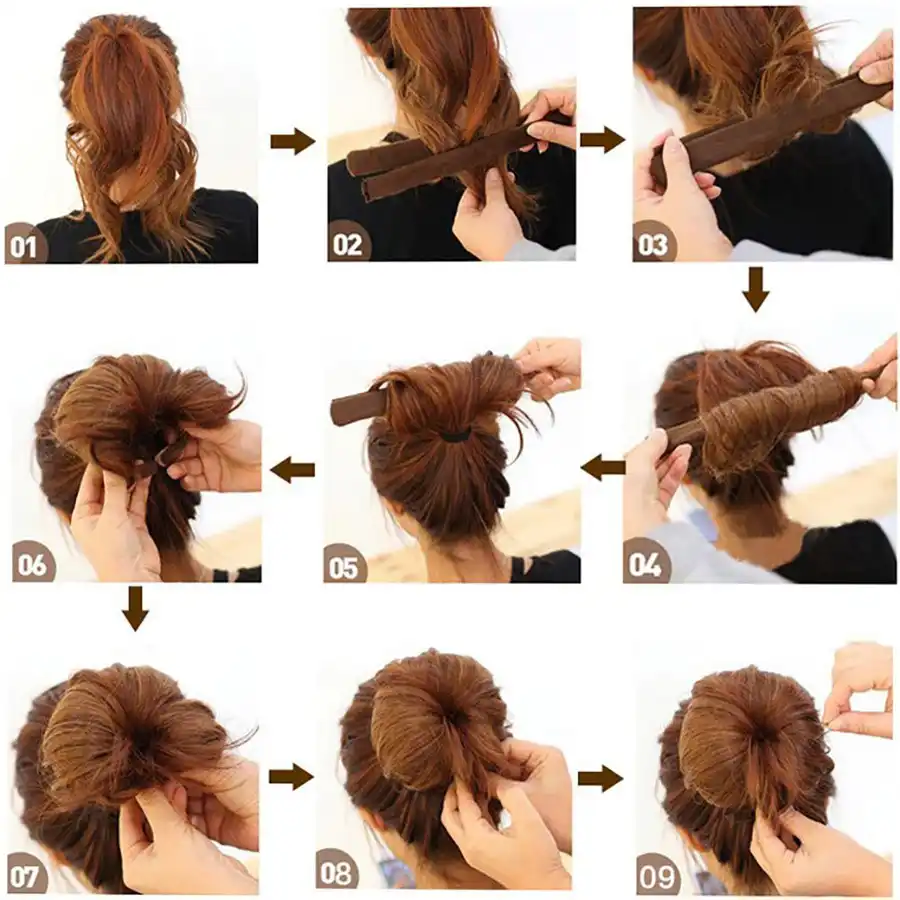 Girl French Dish Synthetic Magic Hair Bun Maker Donut Style Tool