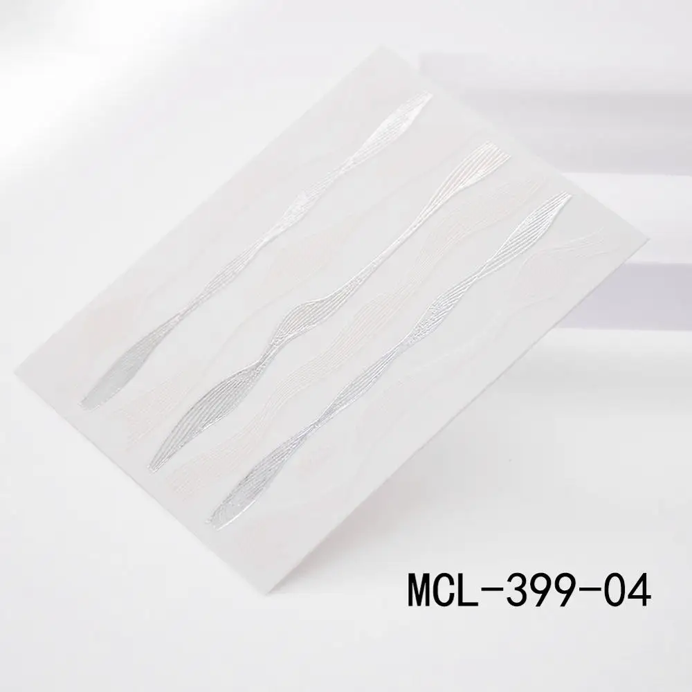 MCL-399-04 1 шт. Золотой Серебряный 3D стикер для ногтей, изогнутая полоса, волнистая линия, самоклеющаяся полосовая лента, металлическая лазерная наклейка для дизайна ногтей, s наклейки, Декор - Цвет: MCL-399-04