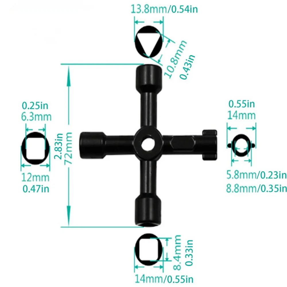 Multifunction 4 Ways Universal Triangle Wrench Cross Key Plumber For Gas Electric Meter Cabinets Bleed Radiators