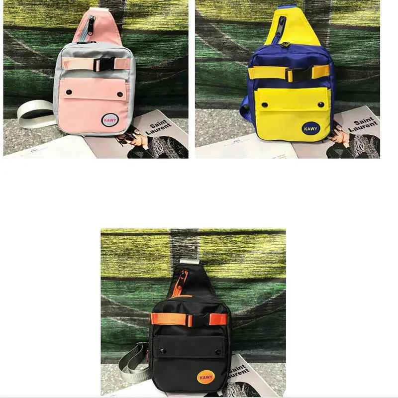 

PUOU 2019 new men women student Canvas handbag chest bag male small Female cute sports Messenger portable Shoulder waist packag