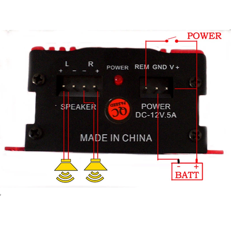 TiOODRE DC12V мини Hi-Fi 12V 500W 2 канала стерео аудио усилитель звуковой сигнал для авто мотоцикла Мощность светодиодный индикатор