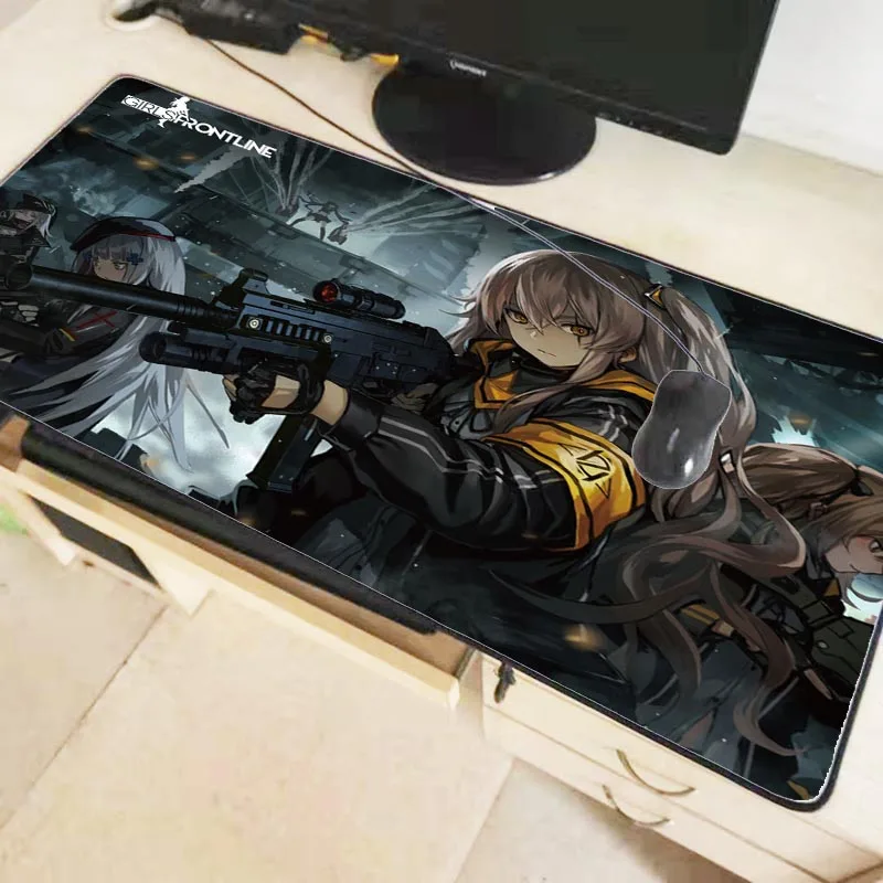 Коврик для мыши для игр с изображением аниме Frontline для девочек, Настольный коврик с большим замком, коврик для мыши для ноутбука, компьютерный коврик для ПК
