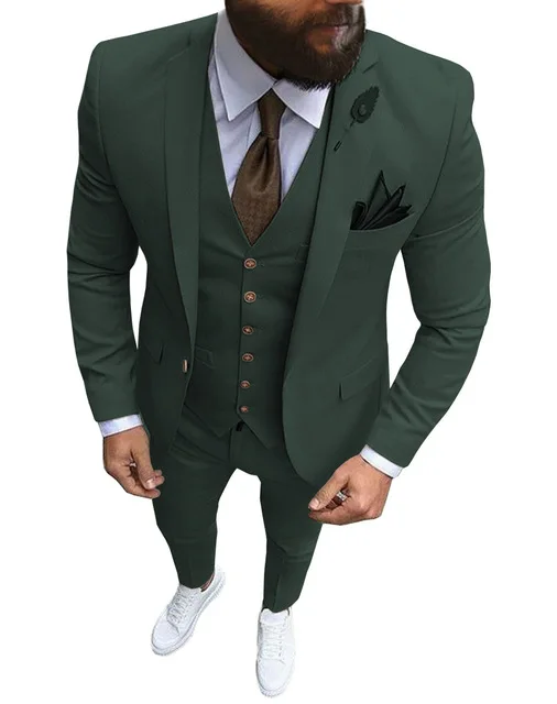 as the image Итальянские Красочные мужские костюмы Slim Fit 3 шт деловой смокинг Блейзер Свадебный Жених выпускного вечера вечер(пиджак+ жилет+ брюки - Цвет: as the image