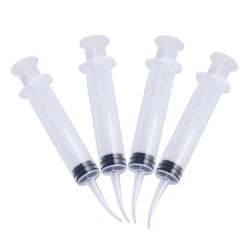 4Pcs/Set Disposable Transparent Dental Irrigation Syringe With Curved Tip 12cc Care | Красота и здоровье