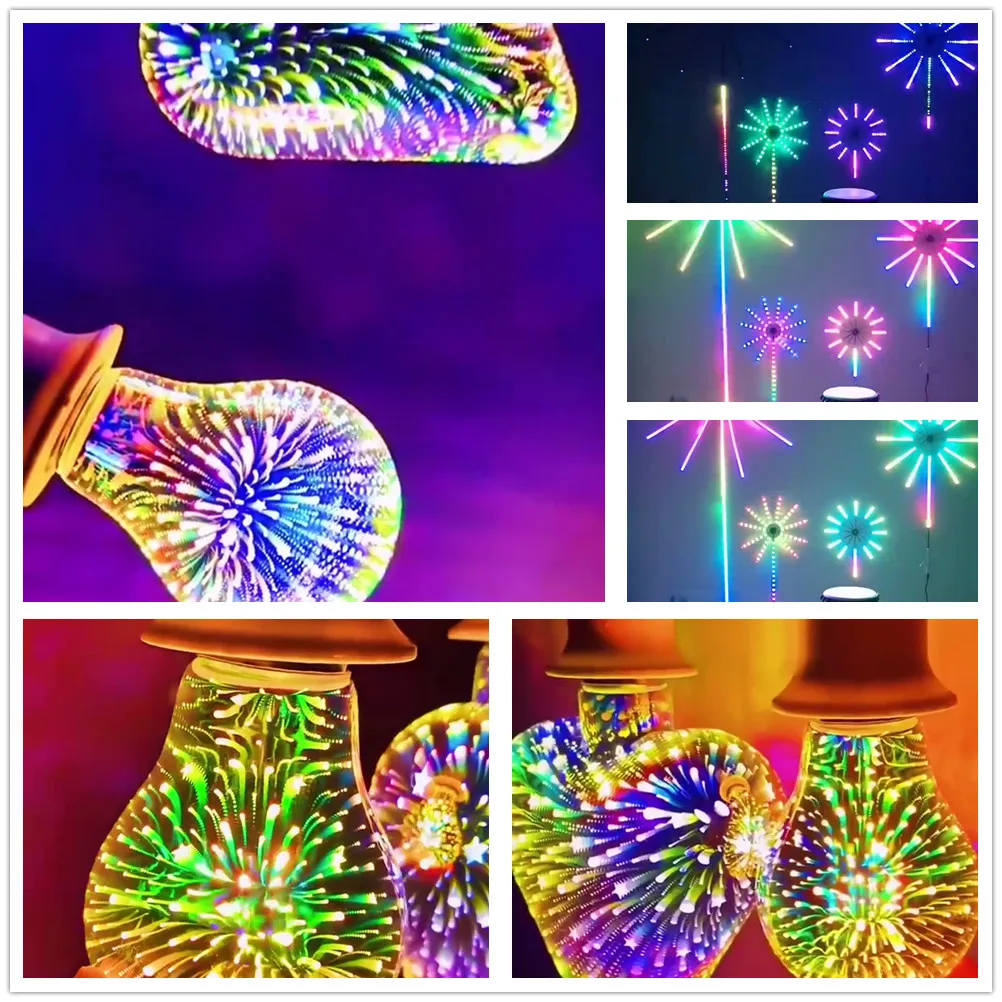 불꽃 놀이 램프 전구 3d Led E27 6w 85-265v 빈티지 에디슨 라이트, 휴일 장식 밤 스타 참신 크리스마스 새해 축제