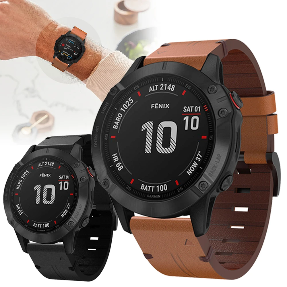 Voor Garmin Fenix 6X / 6X Pro / 5X Plus Smart Horloge Lederen Band  Vervanging Horlogebanden Armband Riem 26mm Horloge Band|Watchbands| -  AliExpress