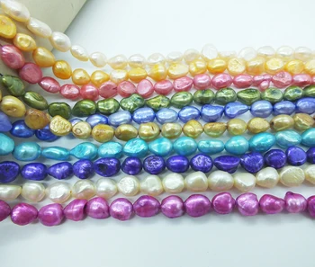 

wholesale. Pearl loose beads 10PCS A 7-8MM Natural freshwater Baroque pearls. 10 different colors, mixed and randomly sent
