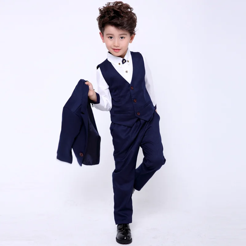 Formal wedding Flowers Boys Suit Blazer Kids Party children Tuxedo jacket Vest Pant 3pcs clothes Children Prom Ceremony Costume - Цвет: vest pant coat