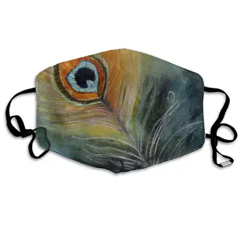 

Face Mask Peacock Feather Original Watercolor Fabulous Cycling Half Face Earloop Dust Mask For Girls
