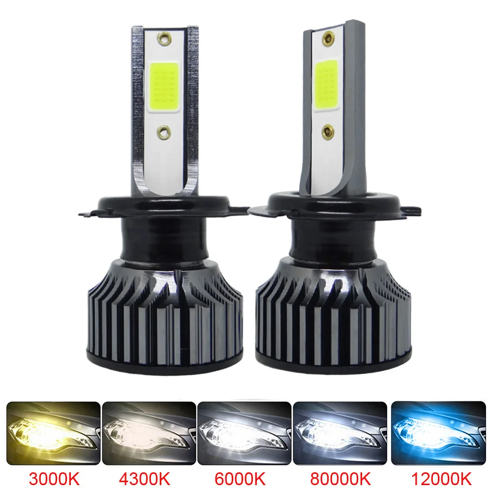 미니 9005 9006 헤드라이트 램프, 고휘도 자동차 전구, 터보 COB, H11 H4 H7 Led, 12V, 12000Lm, H1 H8 H9 Hb3 Hb4, 신제품