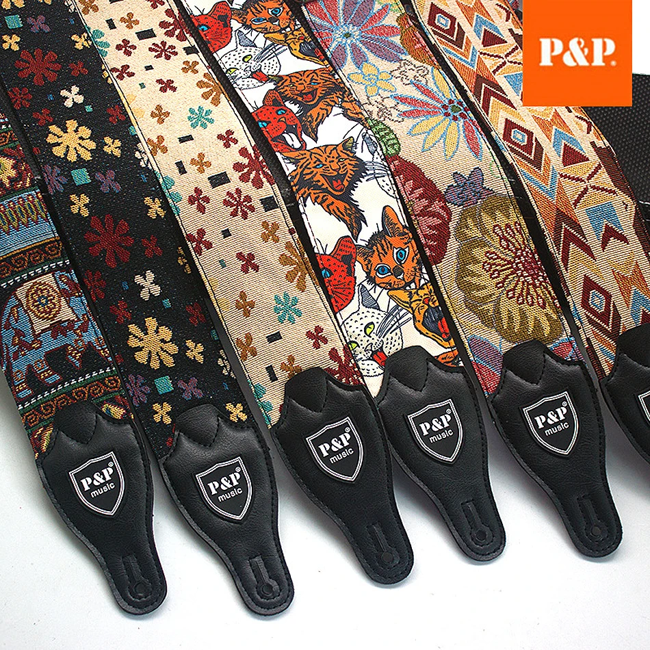 Guitar-Strap Acoustic-Guitar-Bass-Belt Embroidered Electric And for P--P Widening Adjustable