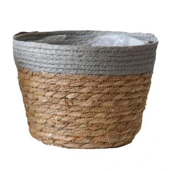 

Nordic Handmade Straw Laundry Picnic Toy Storage Basket Macrame Flower Pot Cover