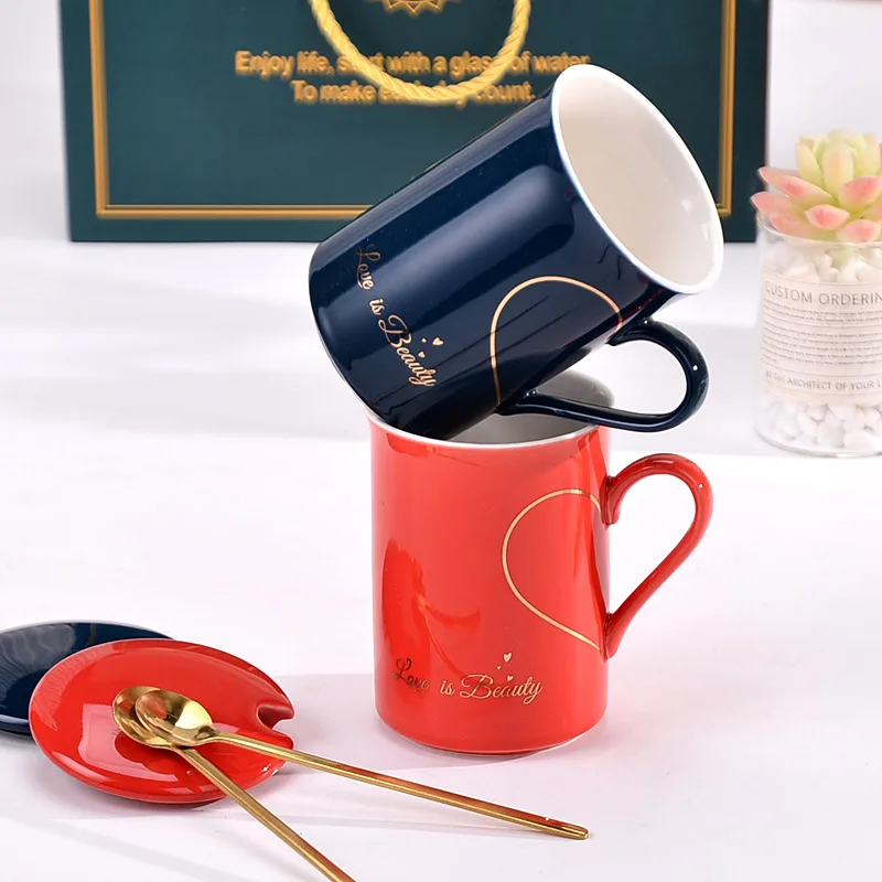 Couple Lovers Mug Colorful Fashion Handle Ceramic Water Cup Coffee Milk Drink With High End Gift Box