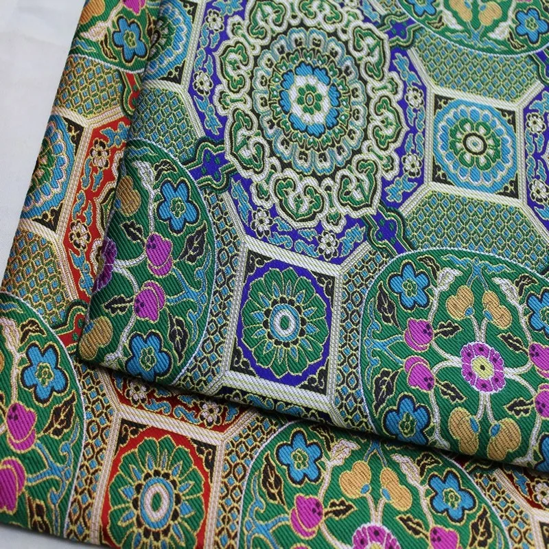 

Red wood Furniture Cushion Pillow Cloth Mongolian robe Cos Material jacquard Brocade Yunjin Silk Satin Diy fabric Hexagonal