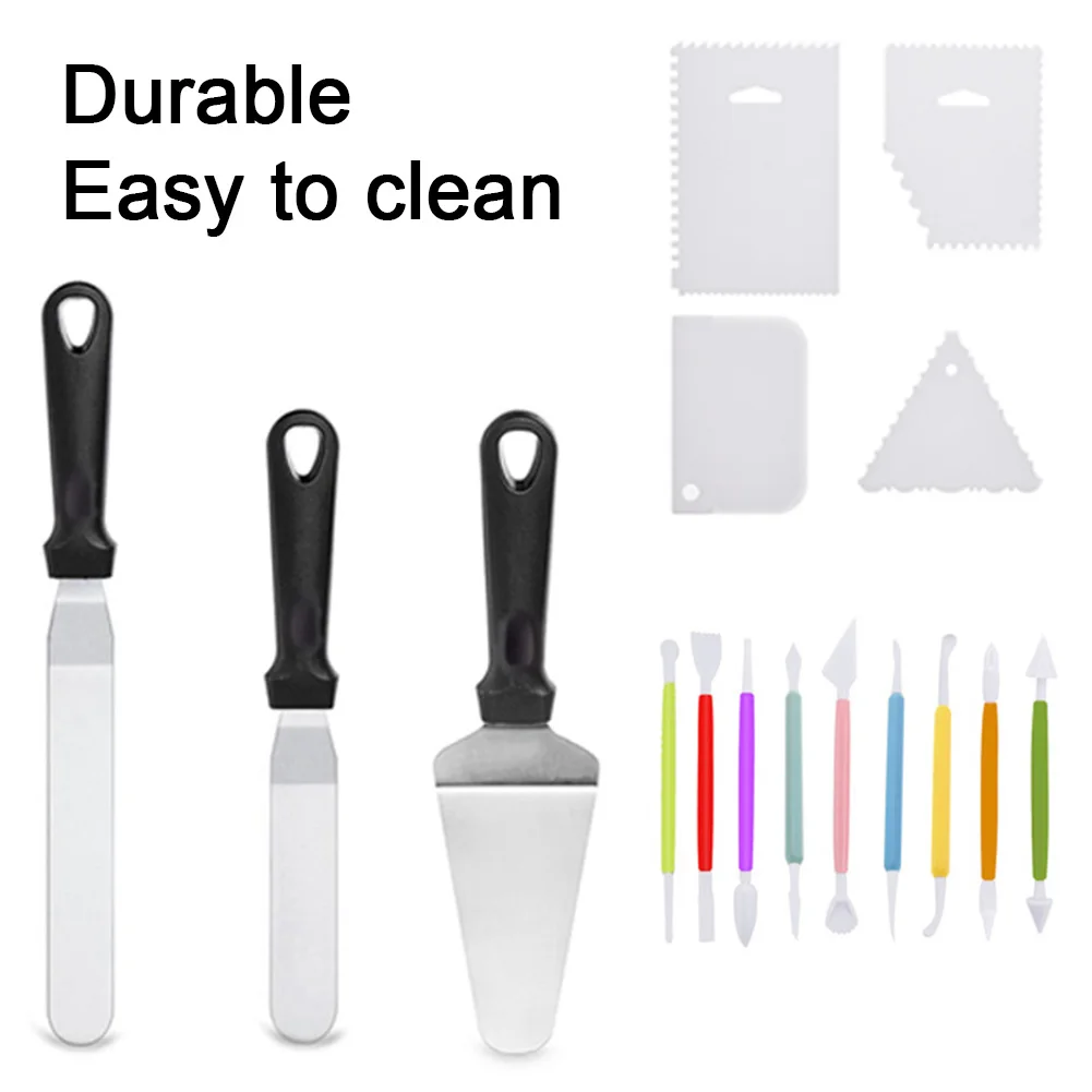  20 Pcs DIY Cake Decorating Kit Tool Fondant Spatula Scrapers Baking Non Toxic Home Easy Clean Stain