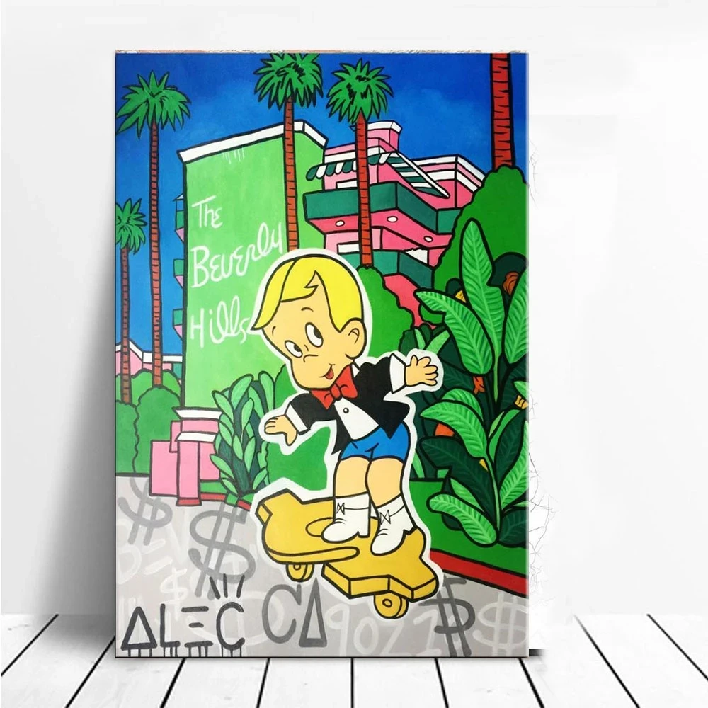 HD Print Alec Monopoly Painting Home Decor Wall Art Canvas Richie Beverly  Hills Poster Cartoon Pictures Modular For Living Room|Vẽ Tranh & Thư Pháp|  - AliExpress