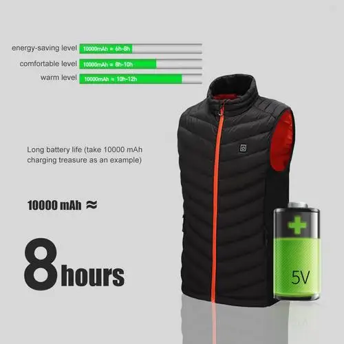  Men Heated Vest Jacket USB Charging Winter Sleeveless Heating Vest Electric Thermal Clothing Waistc