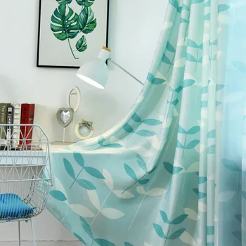 

Nordic Large Leaf Curtain Finished Light-shielding Cloth Simple Modern Bedroom Floating Window Living Room French Window Room