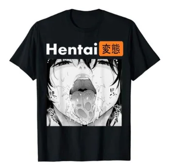 

Manga Ahegao Anime Retro Otaku Hentai Waifu T-Shirts Gift Tee Men'S Shirt Trend