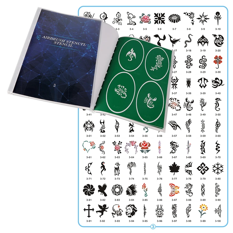 Book 3 100pcs pattern reusable airbrush tattoo stencils Temporary Painting Glitter Tattoos Template Henna For Women Kids Girl Book 3 100pcs pattern reusable airbrush tattoo stencils Temporary Painting Glitter Tattoos Template Henna For Women Kids Girl