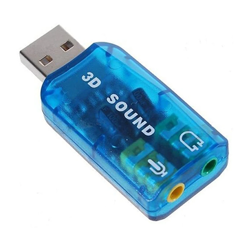 2 шт USB 5,1 и 7,1 канальный USB стерео адаптер звуковой карты(Совместимость с Windows 7) светильник синий и черный