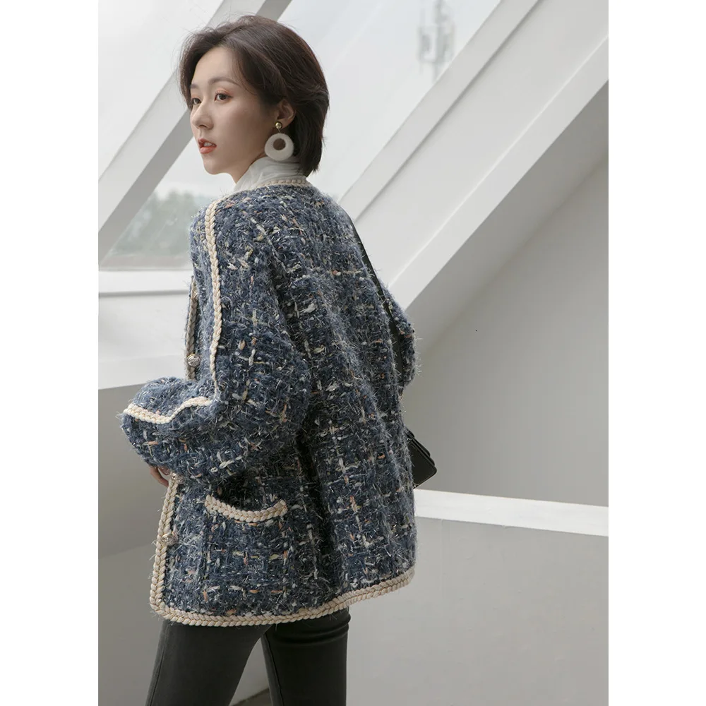 TVVOVVIN Autumn Concise Small Real Easy Long Sleeve Single Row Buckle Hemp Flowers Edge Sweater For Girl Woman ZX164