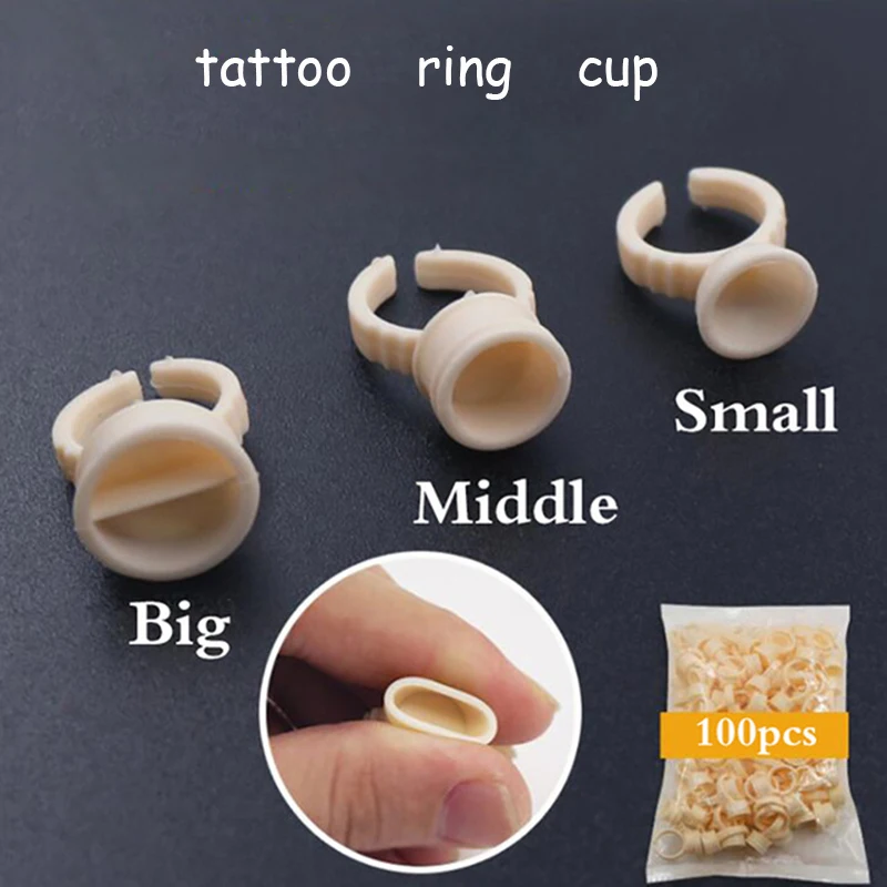 

100pcs Silicone Pigment Rings Disposable Microblading Tattoo ink Cup Holder Permanent Makeup lnk Rings for Eyelash Extension