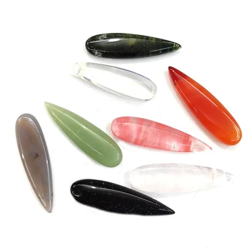 

Natural Stone Long drop-shaped Semi-Precious Stones Pendants Temperament Making for Jewelry Necklace Accessories Size 10x36mm