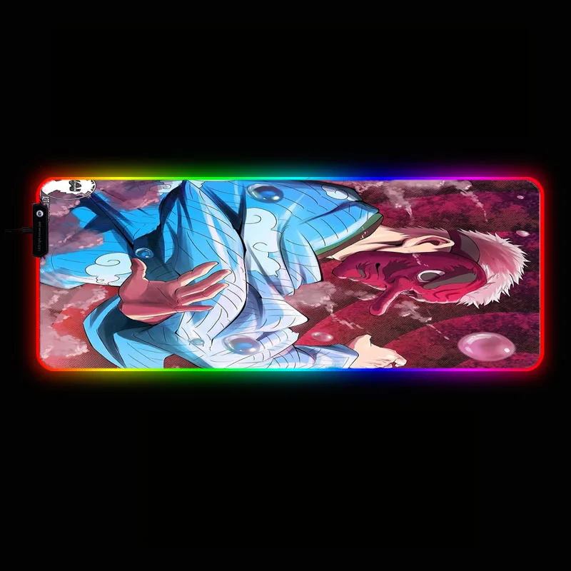 XGZ игровой коврик для мыши Kimetsu No Yaiba с аниме демоном, большой RGB 7 цветов, коврик Mause для ПК, настольный игровой коврик с светодиодный подсветкой