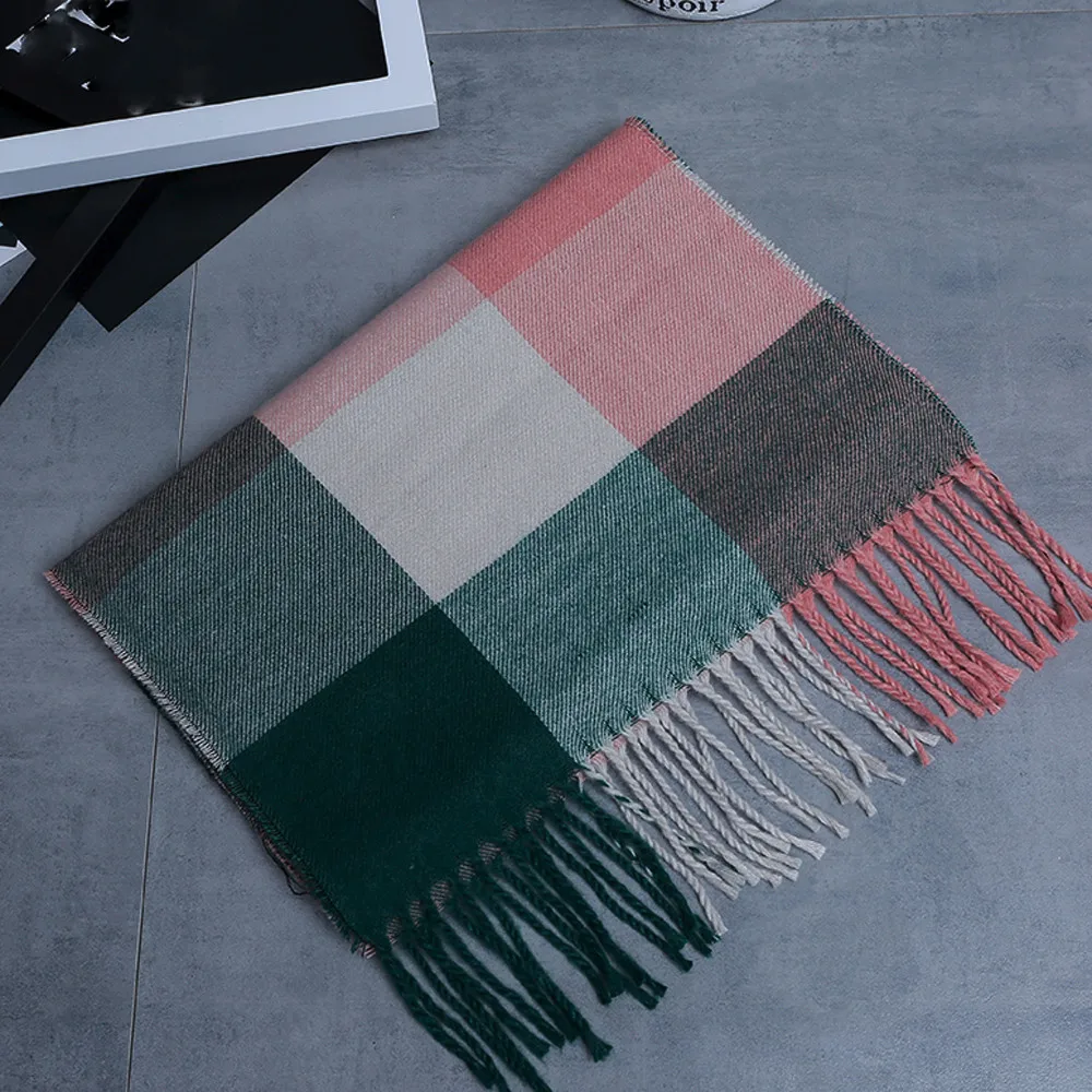 Осенне-зимний шарф, модный детский шарф в клетку, шейный платок для мальчиков и девочек, рождественские аксессуары для детей, шарф с воротником
