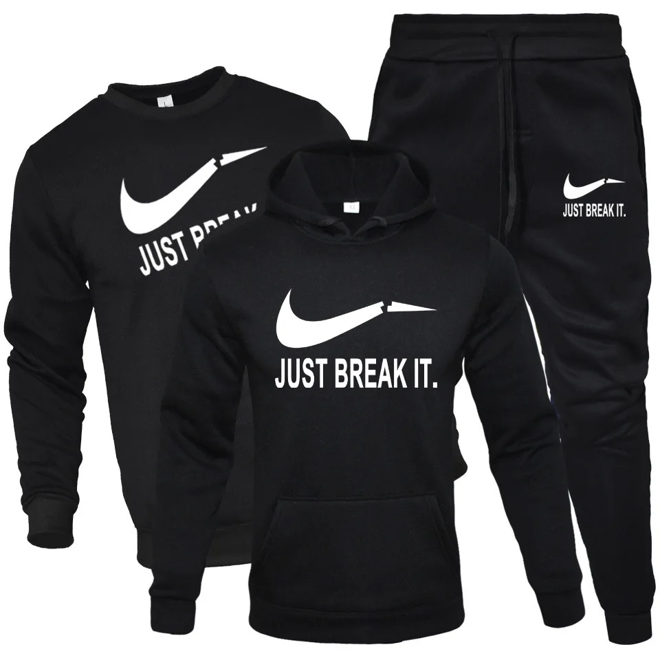 

2019 New Style Autumn And Winter Printed Letter round Neck Sweater 3 Pieces Hoodie Sweatpants Sweatshirt Set