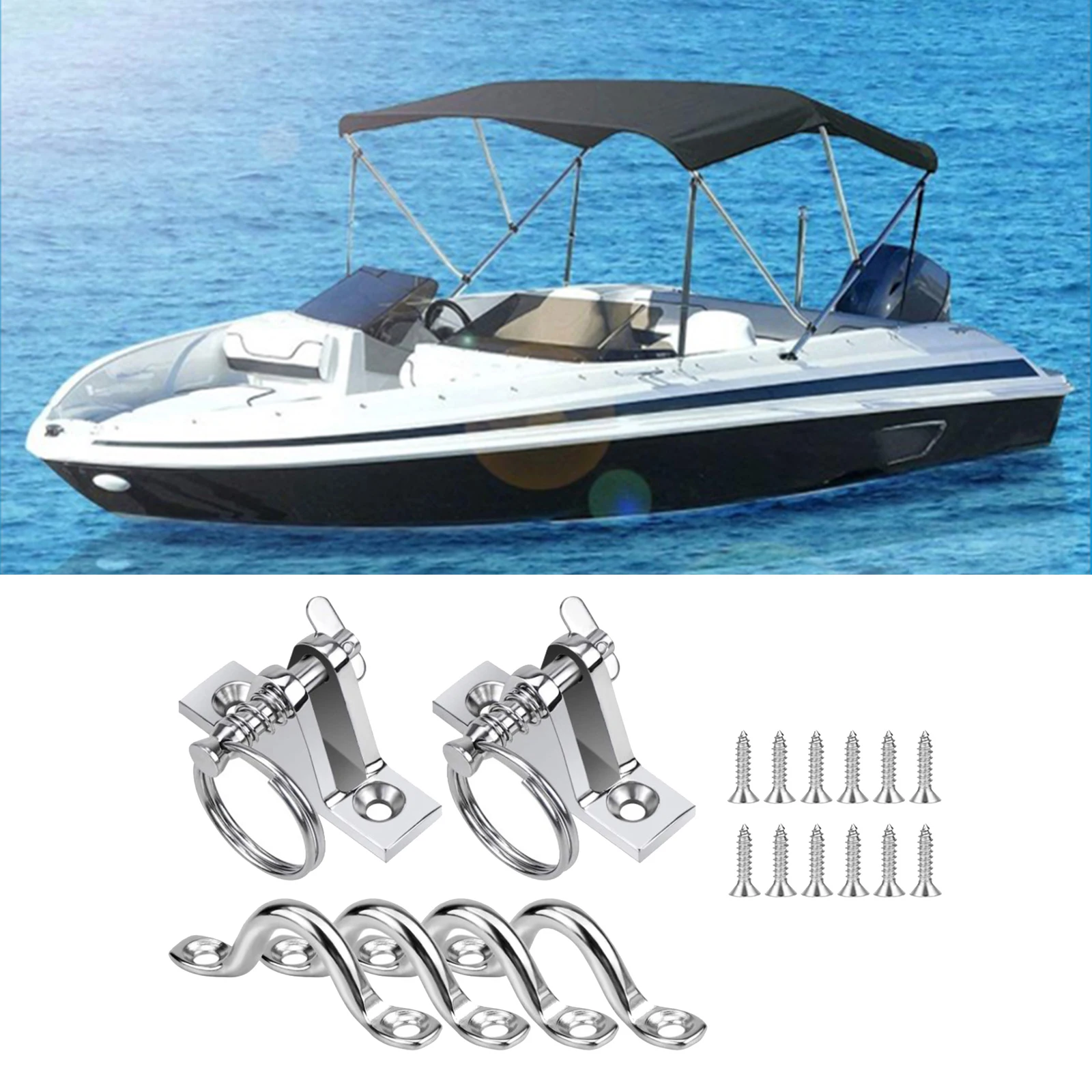 SS316 Bimini лодка Верхняя палуба шарнирное крепление с 4 шт. 3/8 дюймовая подкладка