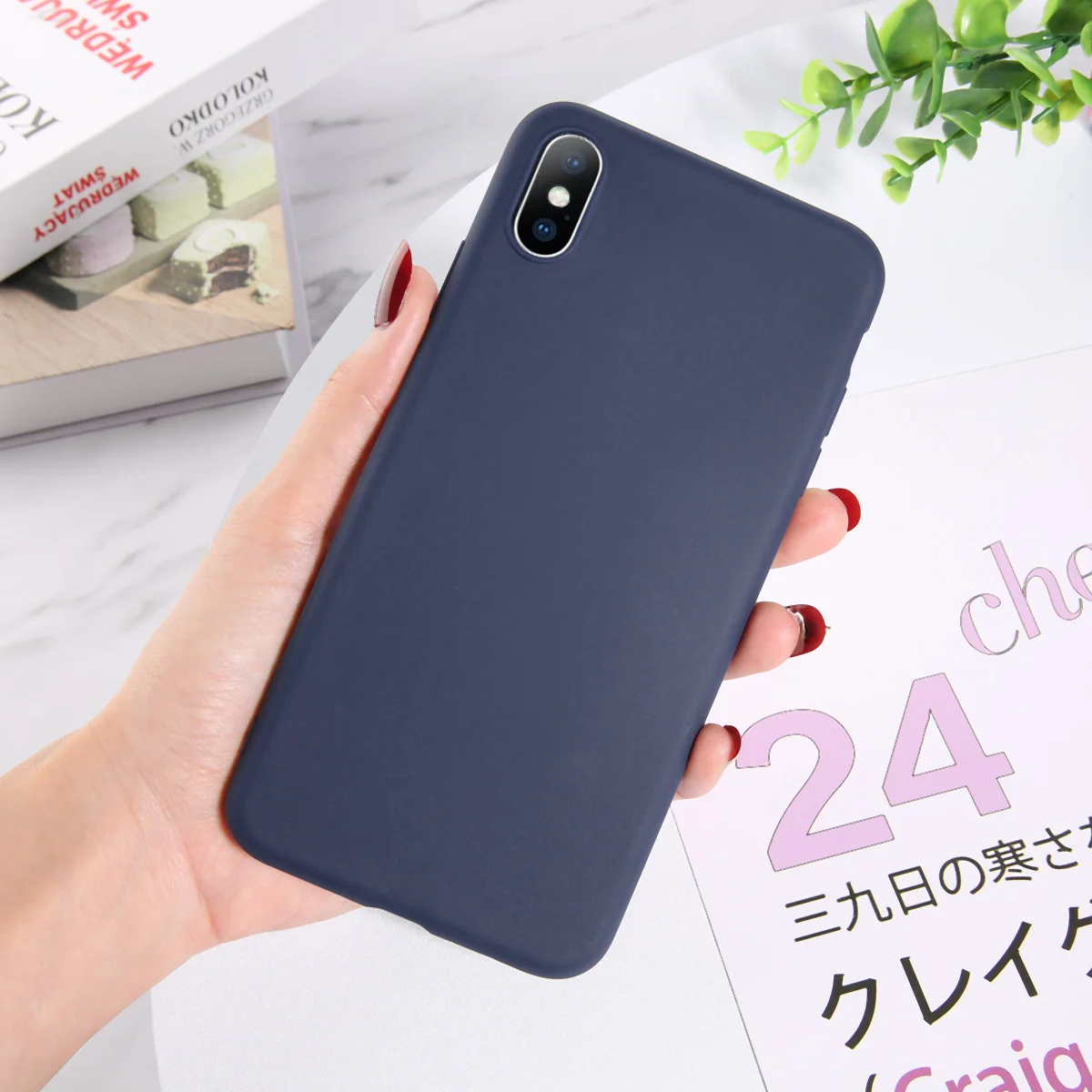 Navy Чехол для телефона Lovebay ярких цветов для iPhone XS Max XR XS X 8 Plus простой силиконовый чехол для iPhone 6 6S 7 Plus Мягкий чехол из ТПУ - Цвет: Navy
