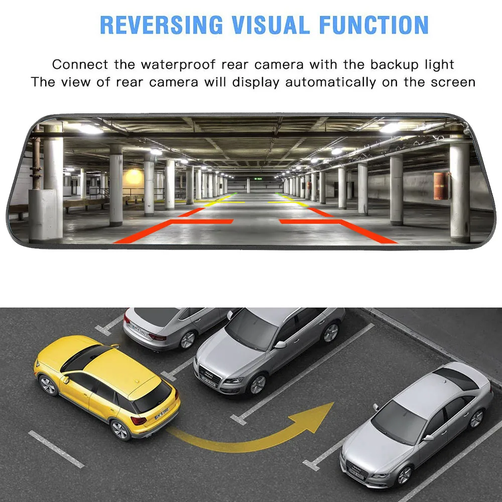 Зеркало видеорегистратор ADAS 4G Android 10 дюймов Потоковое мультимедиа Автомобильное