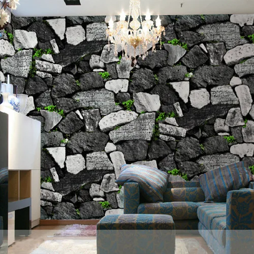 

Vintage Stone Effect 3D Wallpaper Roll Modern Rustic Realistic Faux Stone Texture Vinyl PVC Waterproof Wall Paper Home Decor