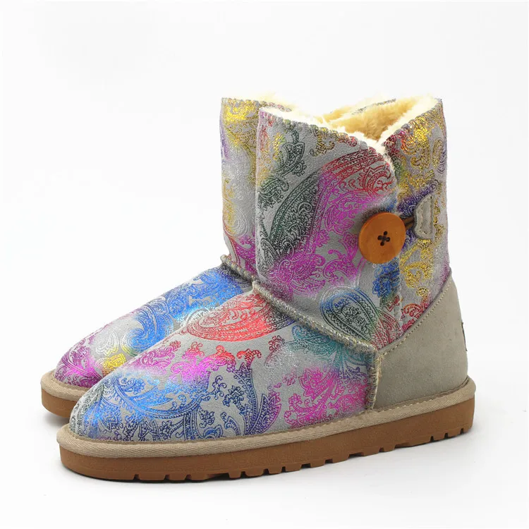 Классические австралийские зимние ботинки высокого качества; женские зимние ботинки; теплые женские ботинки из натуральной коровьей кожи; Модные женские ботинки; botas mujer - Цвет: Colorful as pic