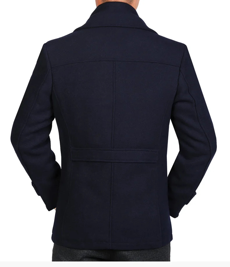 Новое зимнее шерстяное пальто приталенные куртки модная верхняя одежда теплая мужская повседневная куртка пальто бушлат размера плюс M-XXXL