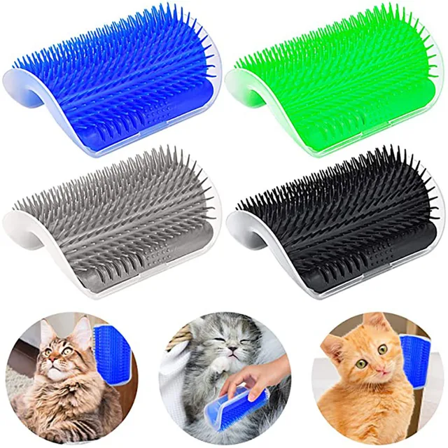 Cat Corner Brush Comb Arch Plastic Scratcher Bristles Massager Self