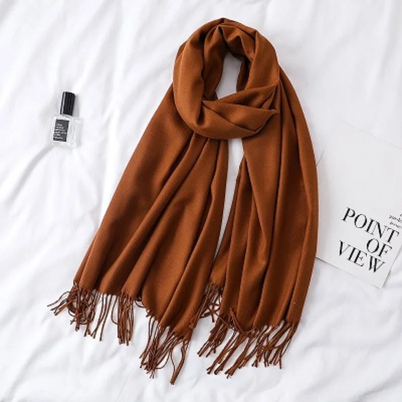 AC001Chocolate color Плотный кашемир, Женский тёплый шарф-шаль Foulard Femme, Пашмина, шерсть, шаль, воротник, длинный осенне-зимний шарф, ladiesAC001 - Цвет: AC001Chocolate color