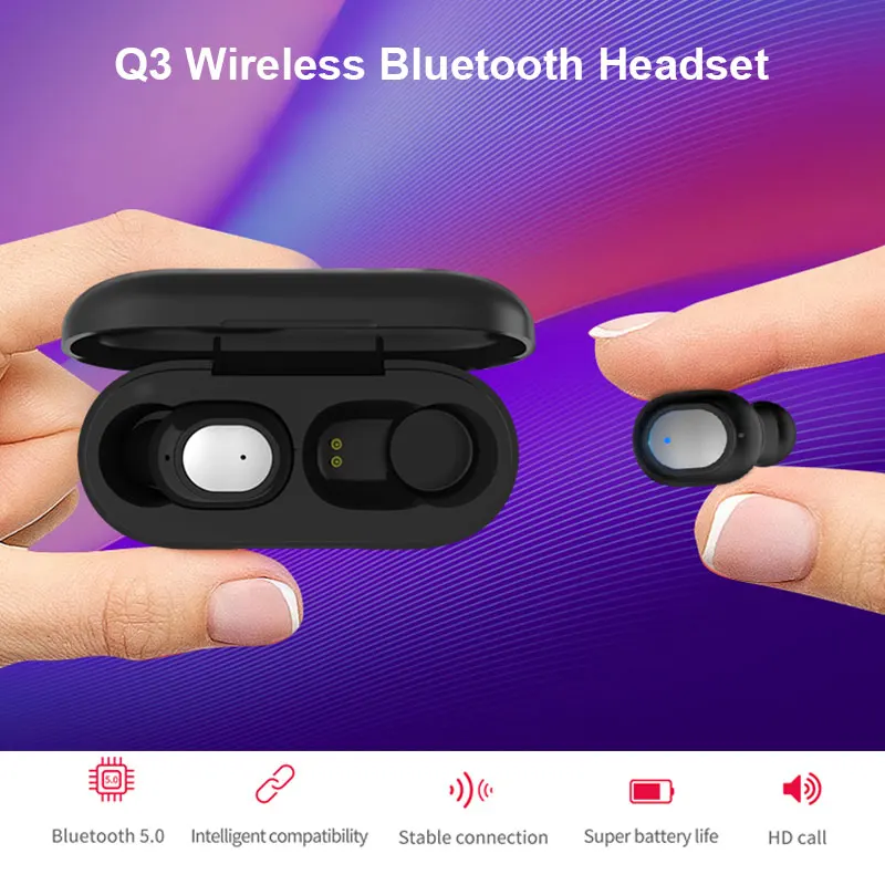 Новинка, Q3, TWS, Bluetooth наушники, 5,0, Bluetooth гарнитура, беспроводные наушники, Спортивная жизнь, водонепроницаемые наушники, гарнитура для подарка bluetooth headset for phone wireless headphones with mic