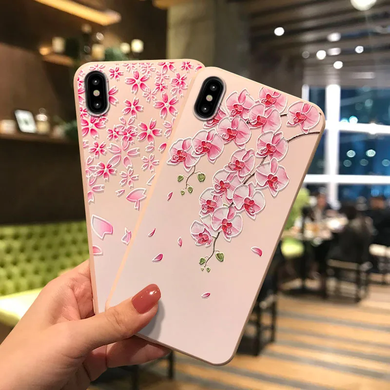

Painted Embossed Flower Mobile Phone Shell Drop-Resistant Phone Protective Case for iPhone 7 Plus Phone Case