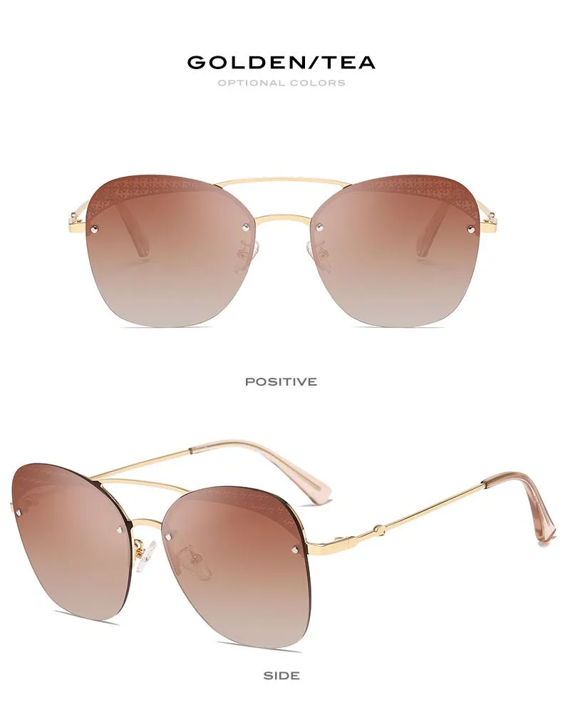 Роскошные Квадратные Солнцезащитные очки без оправы, женские очки, брендовые дизайнерские негабаритные металлические градиентные солнцезащитные очки, UV400 Тени для женщин