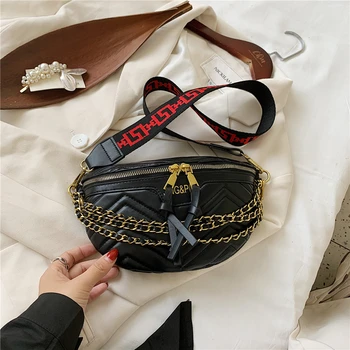 

Chain Design Sling Bag Chest Bag For Women's 2021 Fashion Trend PU Shoulder Bag Solid Color Crossbody Bag Small Handbags Women